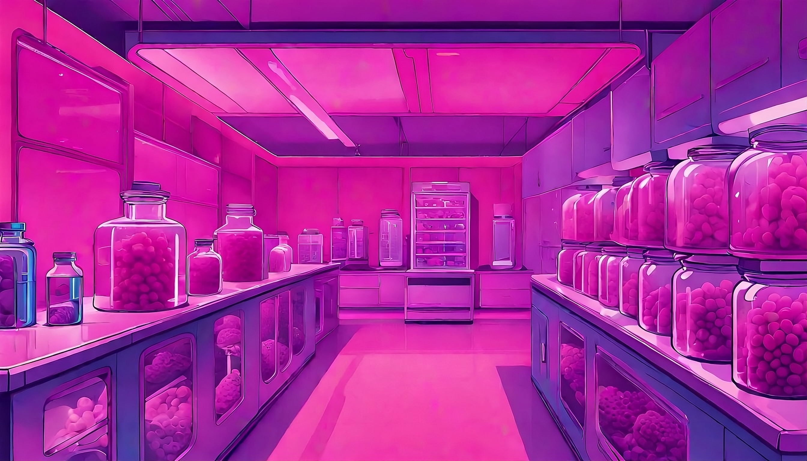 A pink shaded laboratory