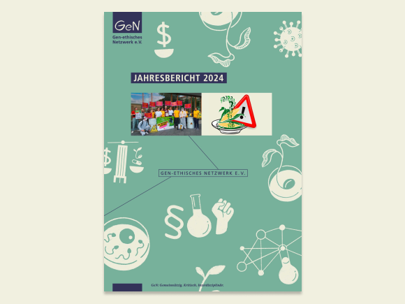 Cover des Jahresberichts 2024 vom Gen-ethischen Netzwerk e.V.