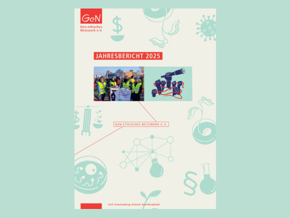 Cover des Jahresberichts 2025 vom Gen-ethischen Netzwerk e.V.